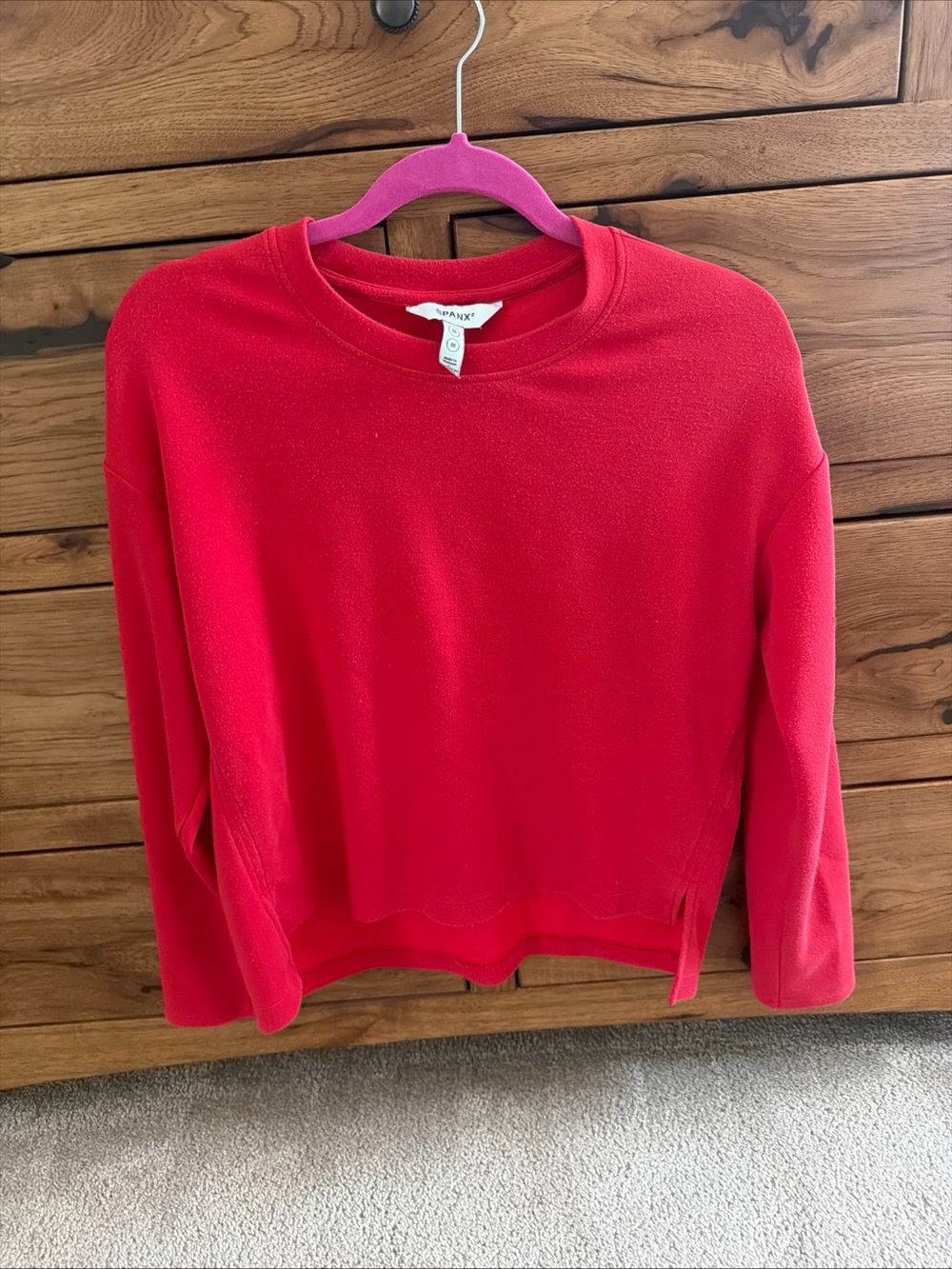 SPANX Red Crewneck Sweatshirt